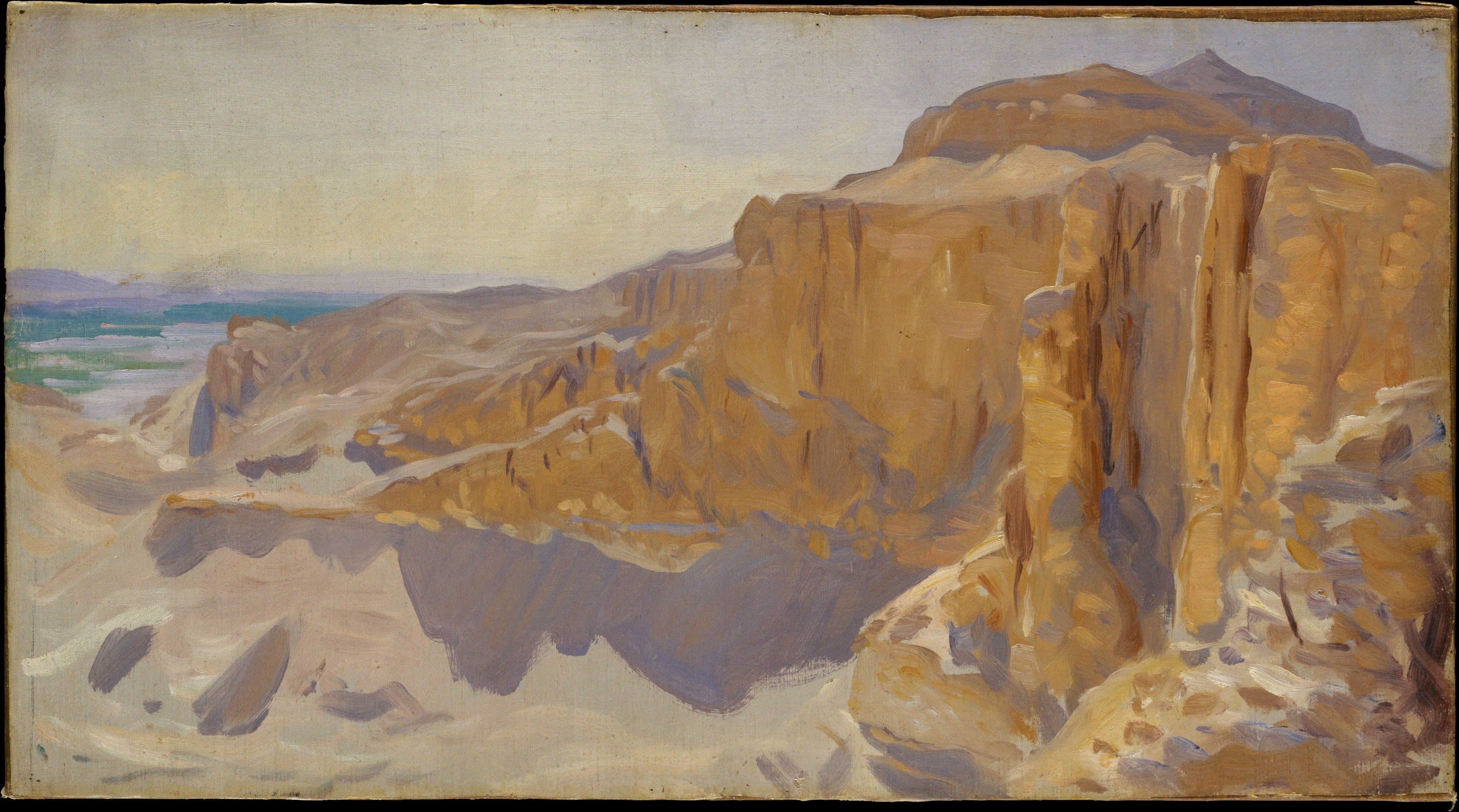 Reproduction du tableau « Falaises de Deir el-Bahri, Égypte - John Singer Sargent » par Alpha Reproduction en peinture à l’huile