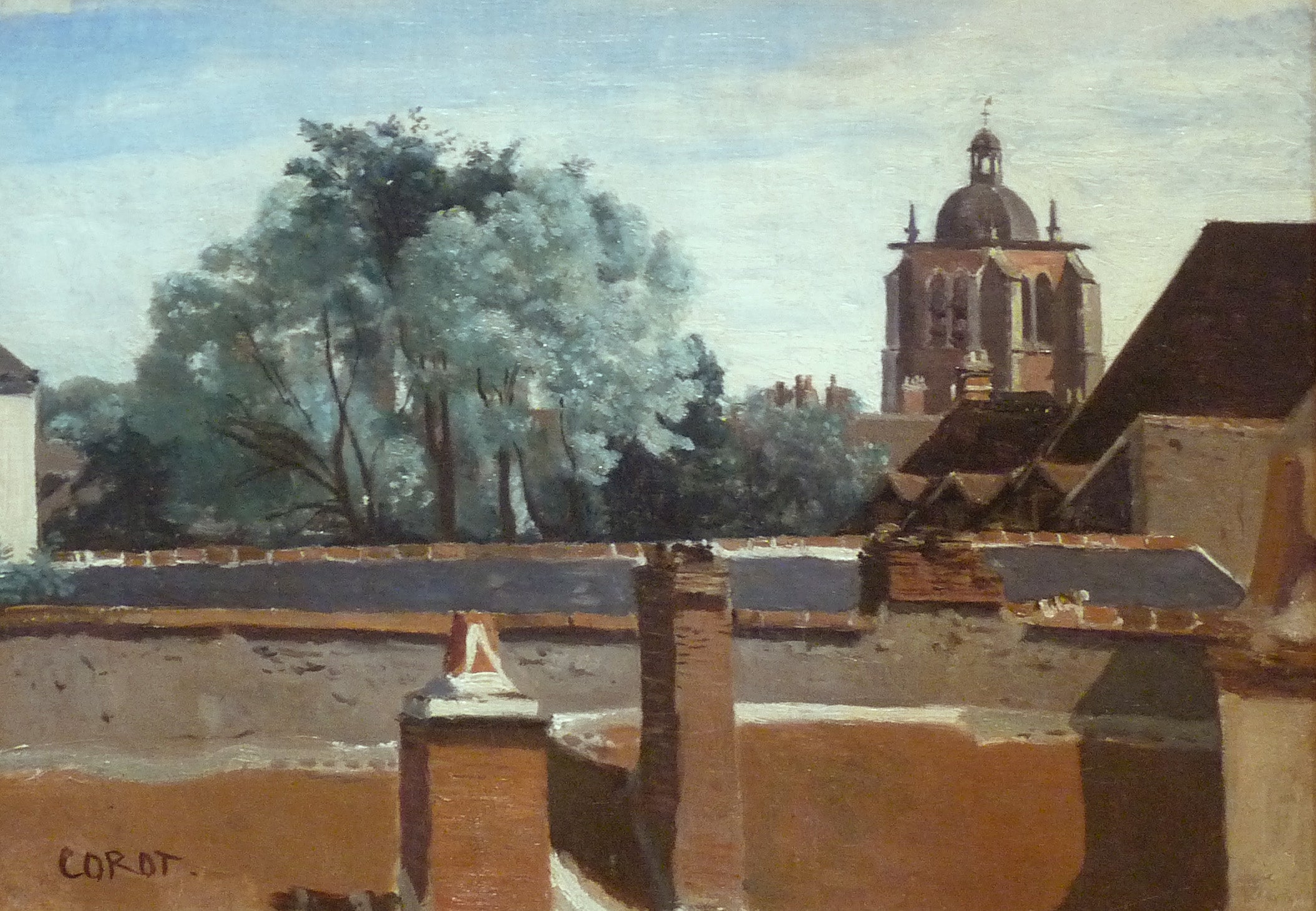 Orléans, vue prise d'une fenêtre en regardant la tour Sainte-Paterne - Jean-Baptiste Camille Corot
