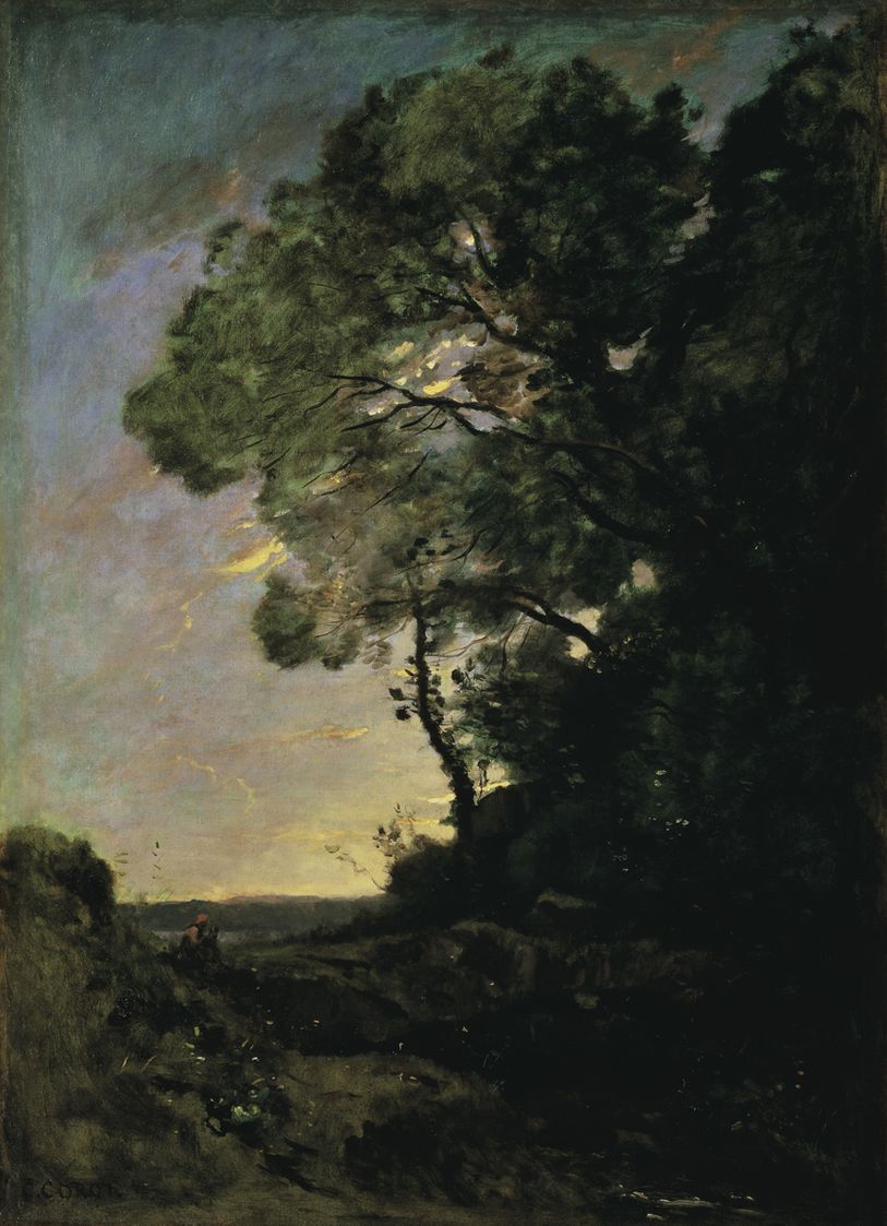 Paysage d'arbres (soir) - Jean-Baptiste Camille Corot