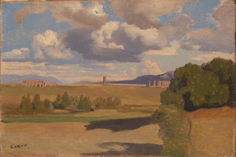 Ruines dans la campagne romaine, avec aqueduc Claudien - Jean-Baptiste Camille Corot