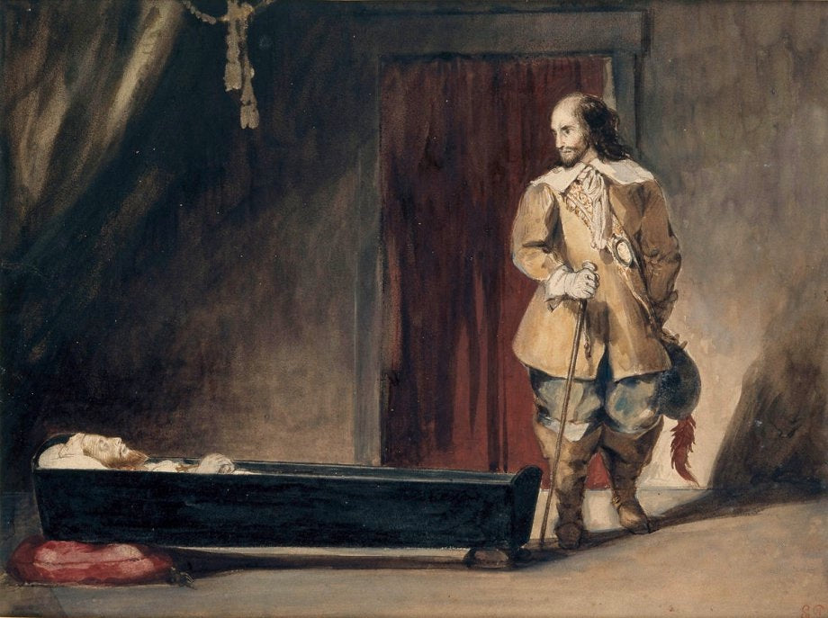 Reproduction du tableau « Cromwell devant le cercueil de Charles Ier - Eugène Delacroix » par Alpha Reproduction en peinture à l’huile