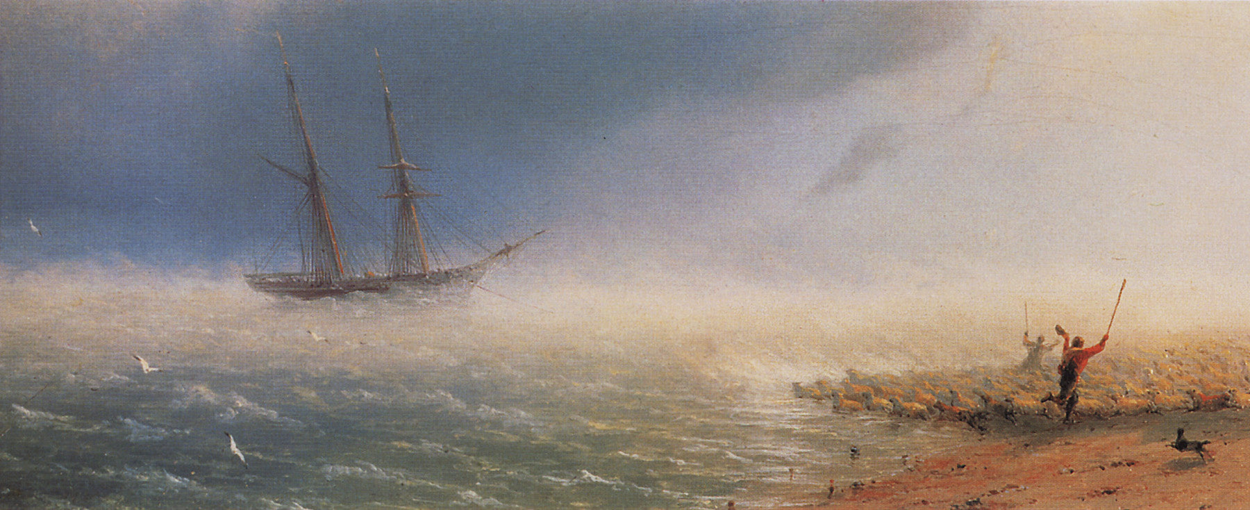 Des moutons poussés par la tempête dans la mer. - Ivan Aïvazovski