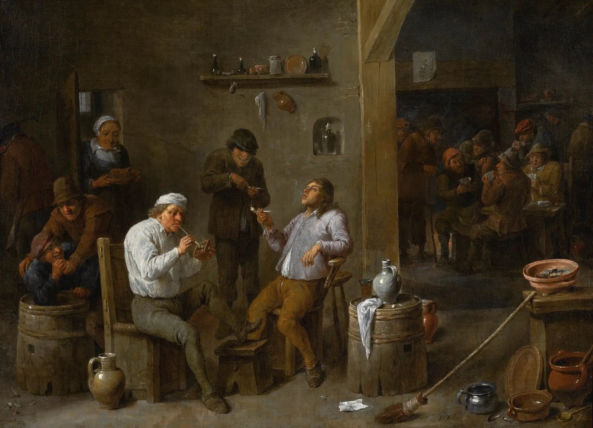 Scène intérieure de taverne avec des paysans buvant et fumant - David Teniers le Jeune - Alpha Reproduction