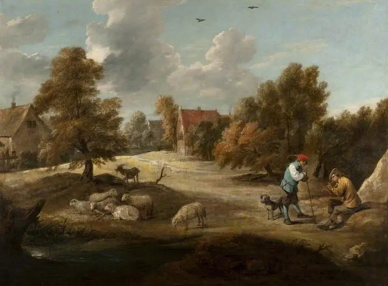 Paysage avec des bergers à l’extérieur d’un village - David Teniers le Jeune - Alpha Reproduction