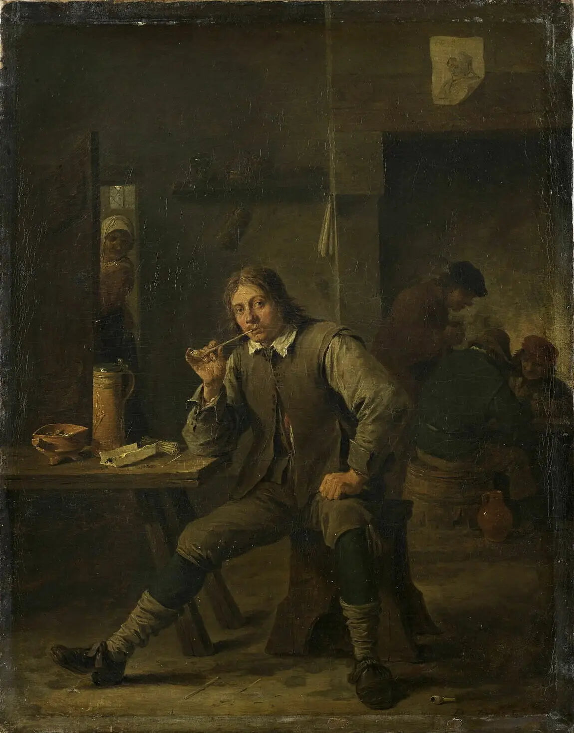 Fumeur accoudé à une table - David Teniers le Jeune - Alpha Reproduction