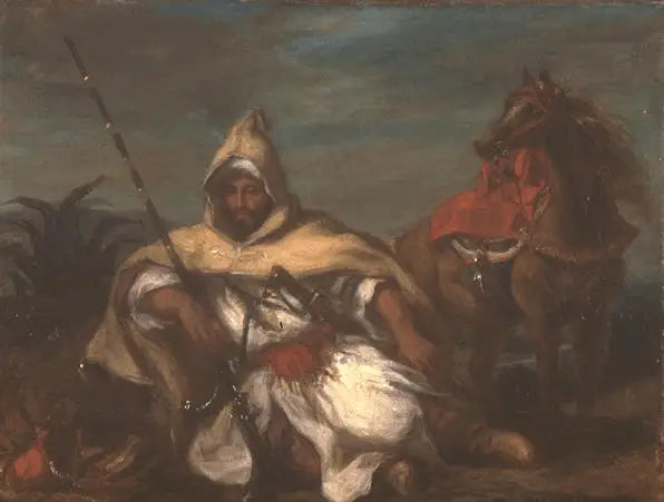 Reproduction du tableau « Cavalier de la garde du sultan du Maroc - Eugène Delacroix » par Alpha Reproduction en peinture à l’huile