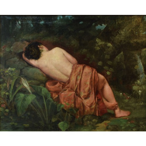 Nu drapé dans un paysage forestier - Félix Resurrección Hidalgo