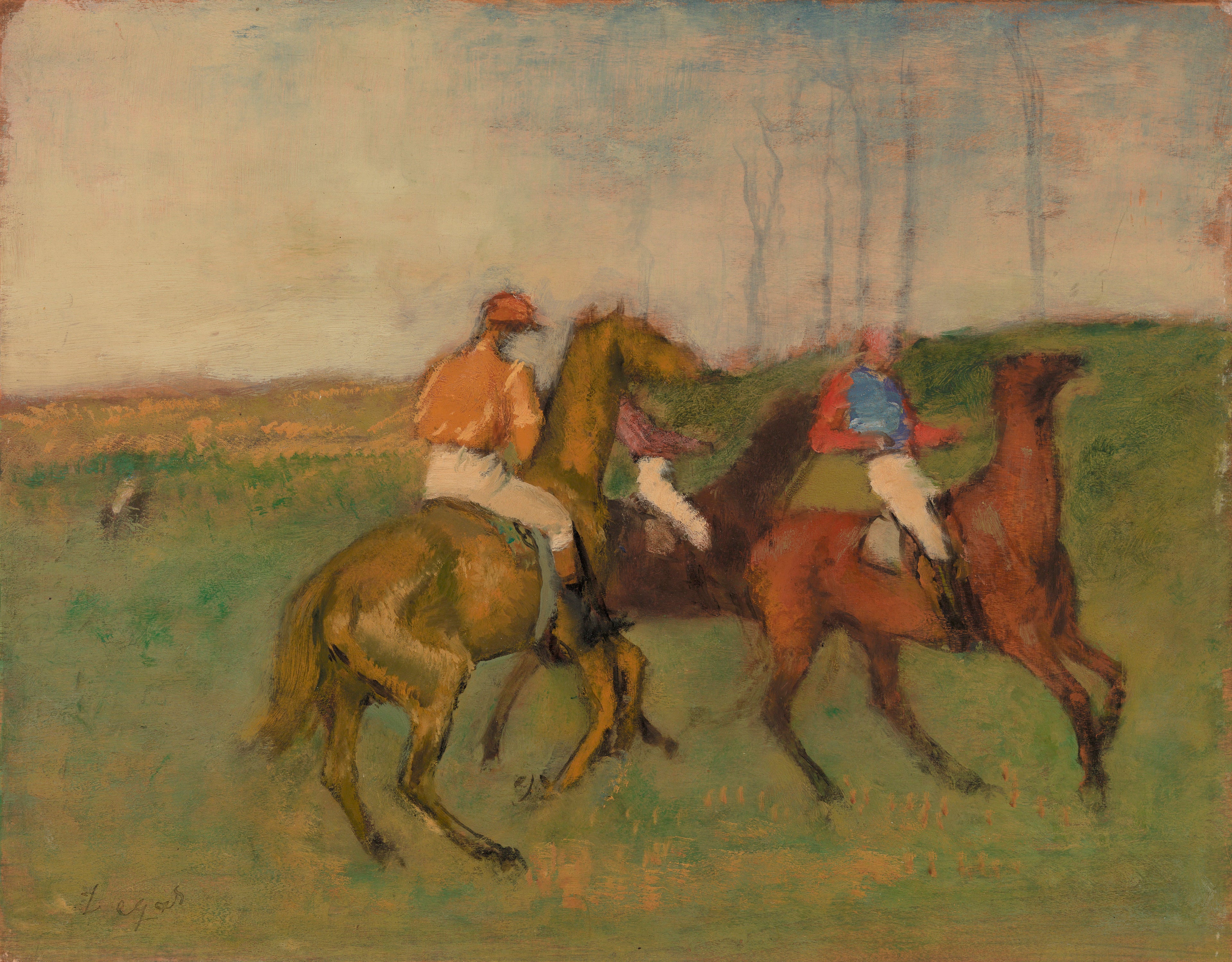 Reproduction du tableau « Jockeys et chevaux de course - Edgar Degas » par Alpha Reproduction en peinture à l’huile