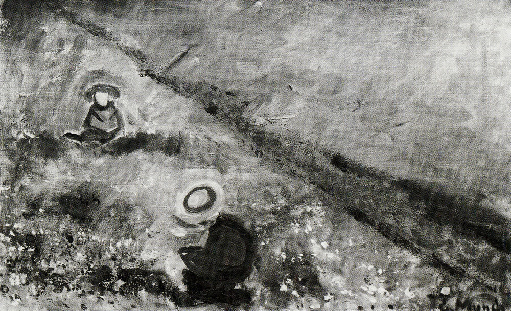 Reproduction du tableau « Enfants dans une prairie fleurie - Edvard Munch » par Alpha Reproduction en peinture à l’huile