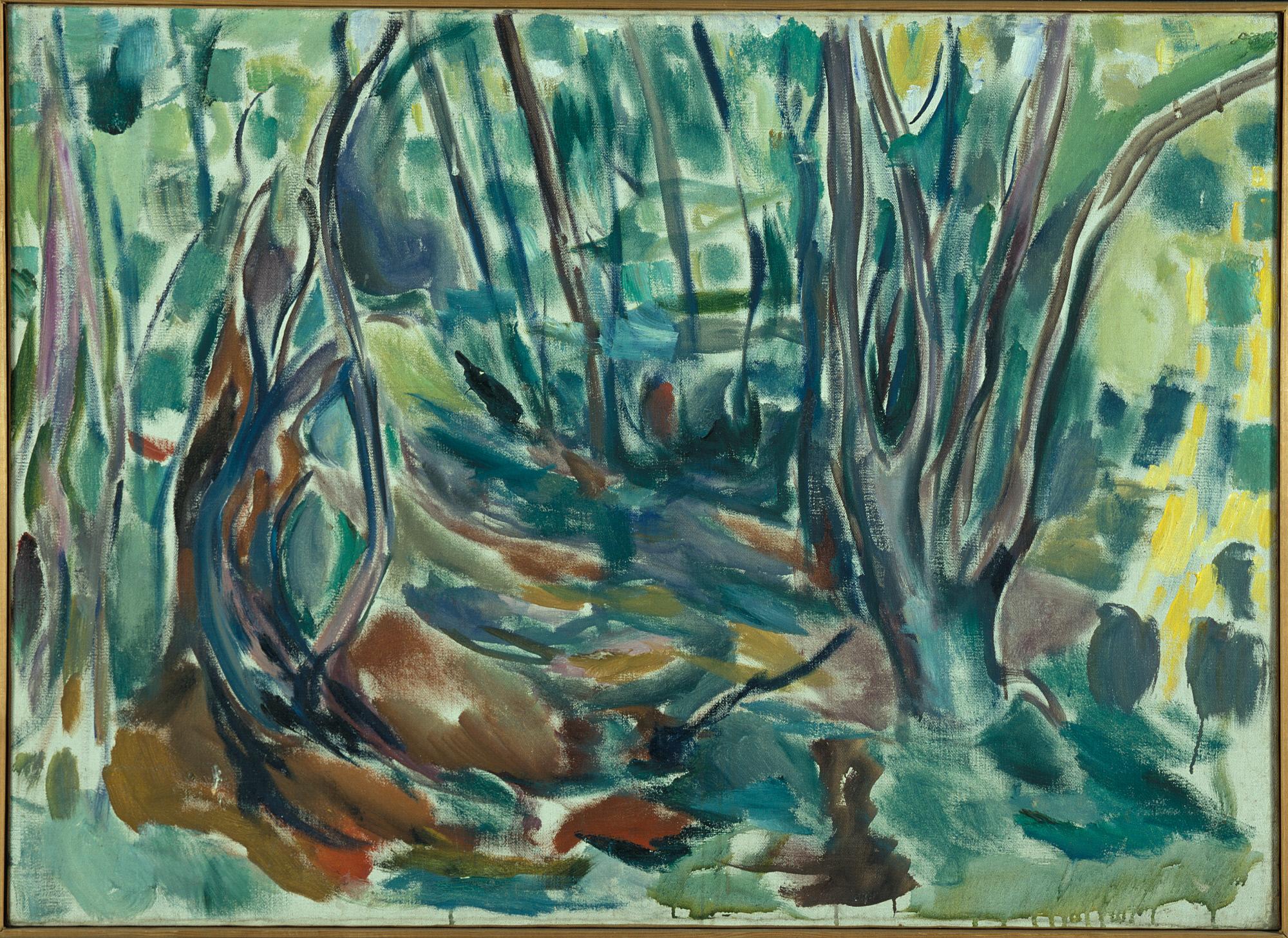 Reproduction du tableau « forêt d'ormes en été - Edvard Munch » par Alpha Reproduction en peinture à l’huile