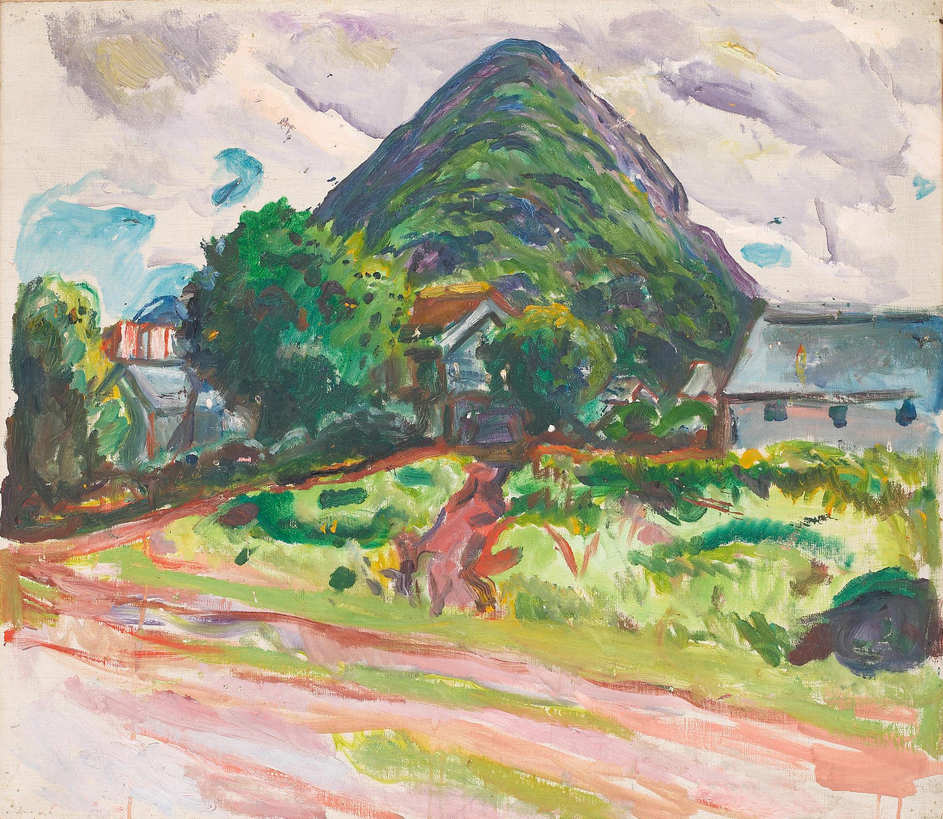 Reproduction du tableau « maison et montagnes en fond - Edvard Munch » par Alpha Reproduction en peinture à l’huile