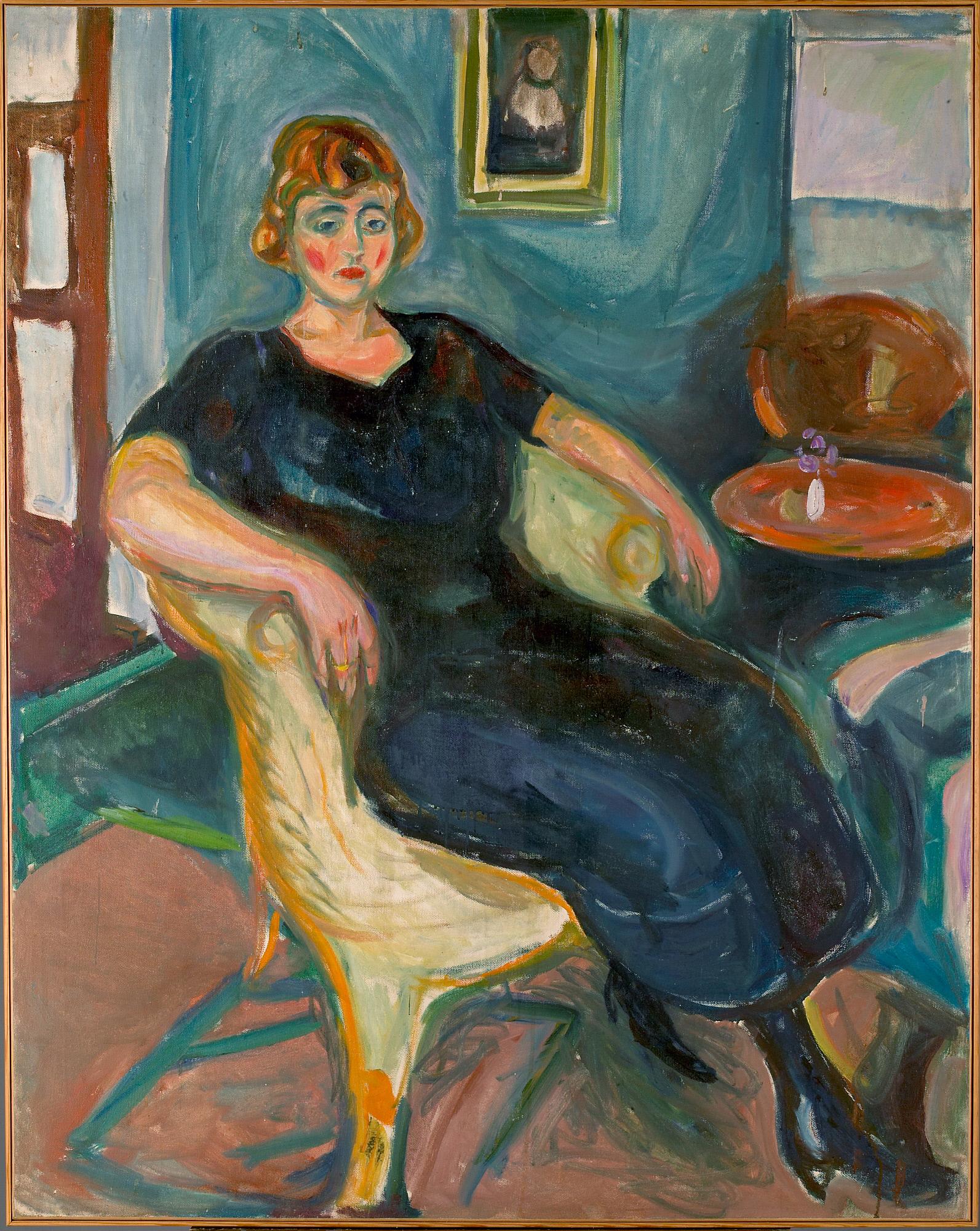 Reproduction du tableau « Modèle dans une chaise en osier - Edvard Munch » par Alpha Reproduction en peinture à l’huile