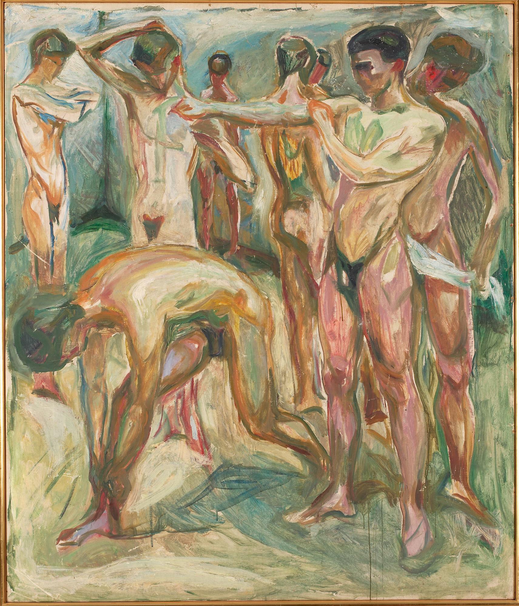 Reproduction du tableau « Hommes nus aux bains - Edvard Munch » par Alpha Reproduction en peinture à l’huile