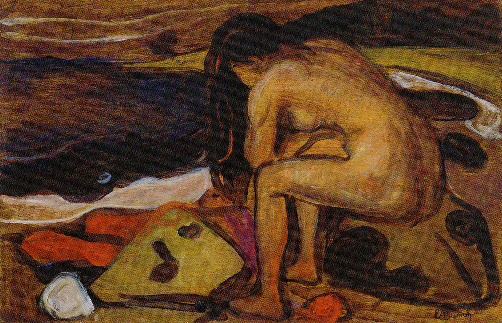 Reproduction du tableau « Nu assis sur la plage - Edvard Munch » par Alpha Reproduction en peinture à l’huile