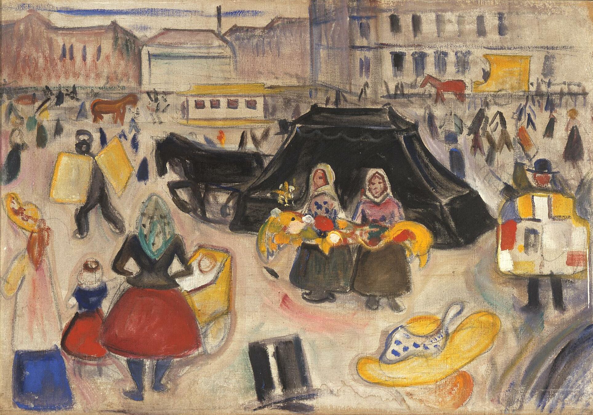 Reproduction du tableau « Le Corbillard sur la Potsdamer Platz - Edvard Munch » par Alpha Reproduction en peinture à l’huile