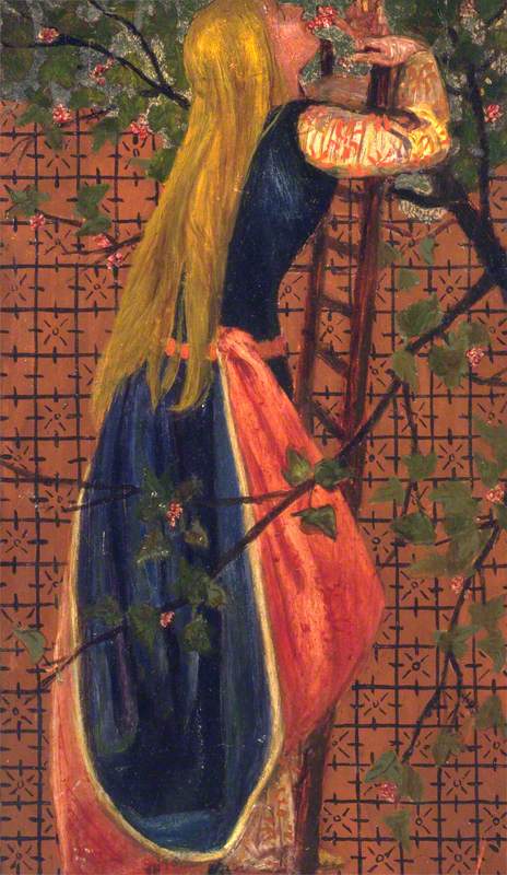 Une femme sur une échelle sentant une fleur - Edward Burne-Jones