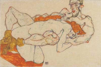 Reproduction du tableau « Les amoureux - Egon Schiele » par Alpha Reproduction en peinture à l’huile