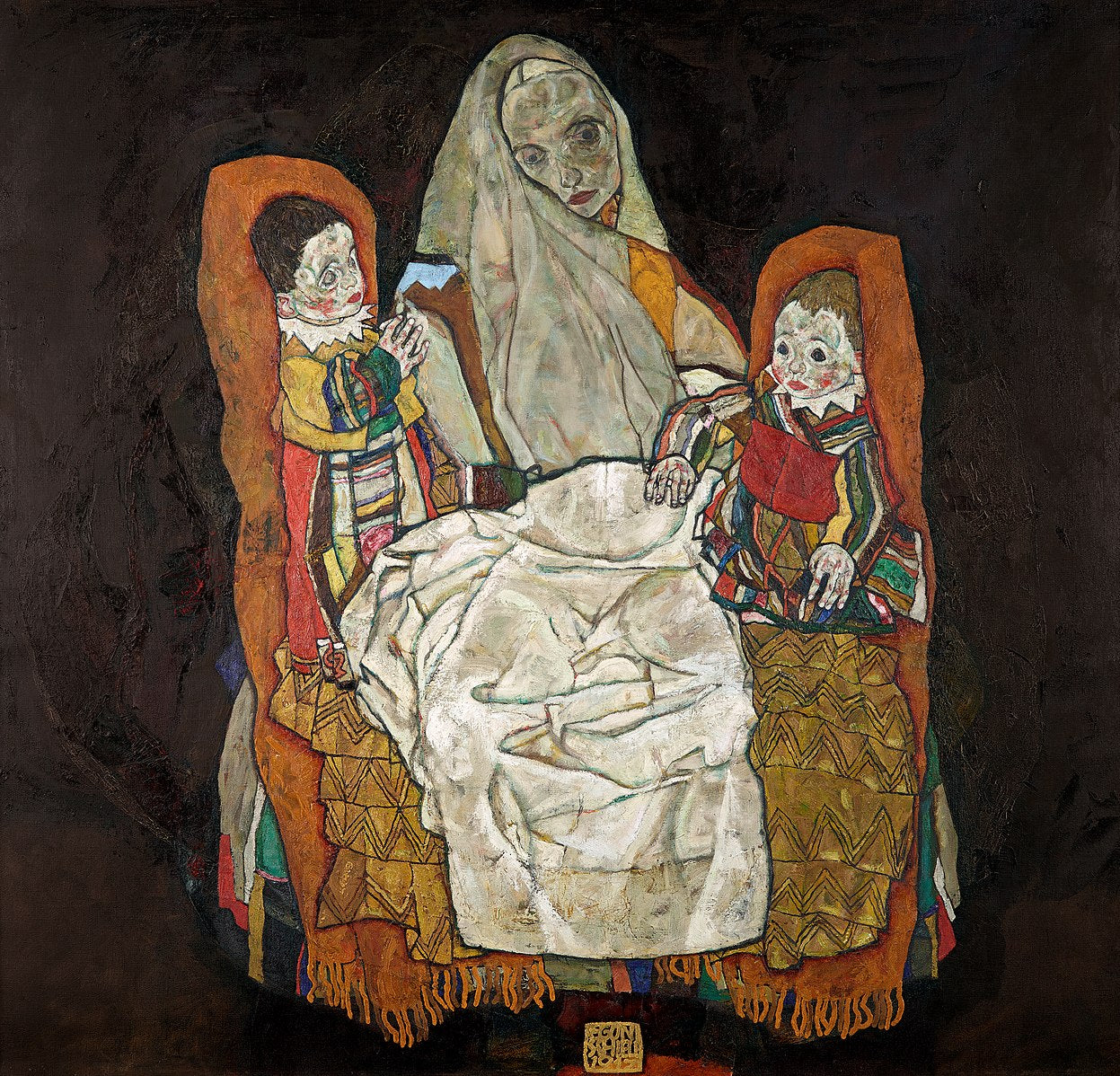 👩‍👧‍👦 Mère avec deux enfants III – Egon Schiele (1915)