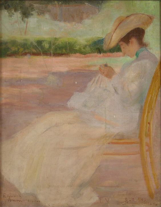 Mulher num parque, Petrópolis - Eliseu Visconti