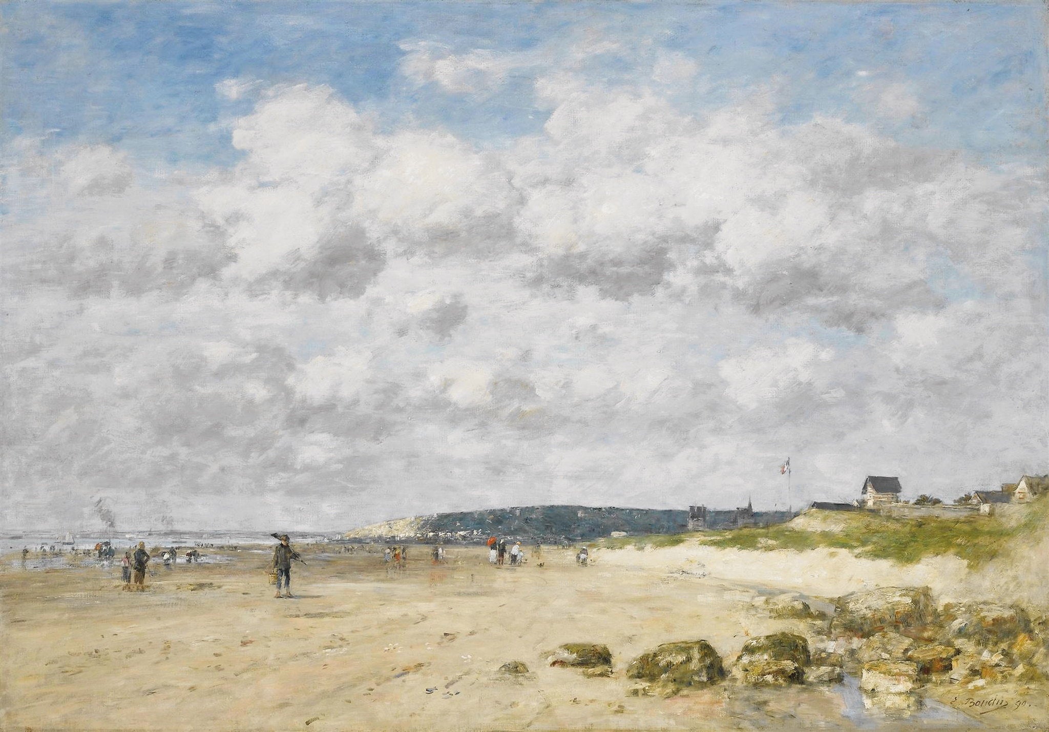 Reproduction du tableau « Bénerville, la plage - Eugène Boudin » par Alpha Reproduction en peinture à l’huile
