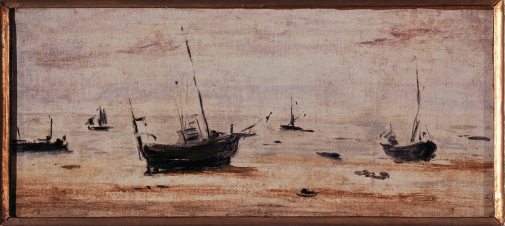 Reproduction du tableau « Bateaux échoués à marée basse - Eugène Boudin » par Alpha Reproduction en peinture à l’huile