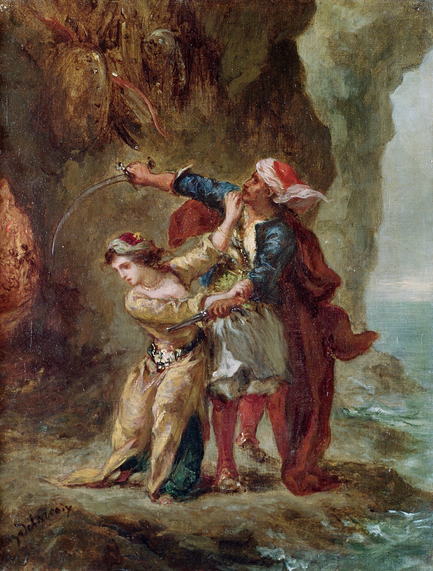 Reproduction du tableau « La Fiancée d'Abydos - Eugène Delacroix » par Alpha Reproduction en peinture à l’huile