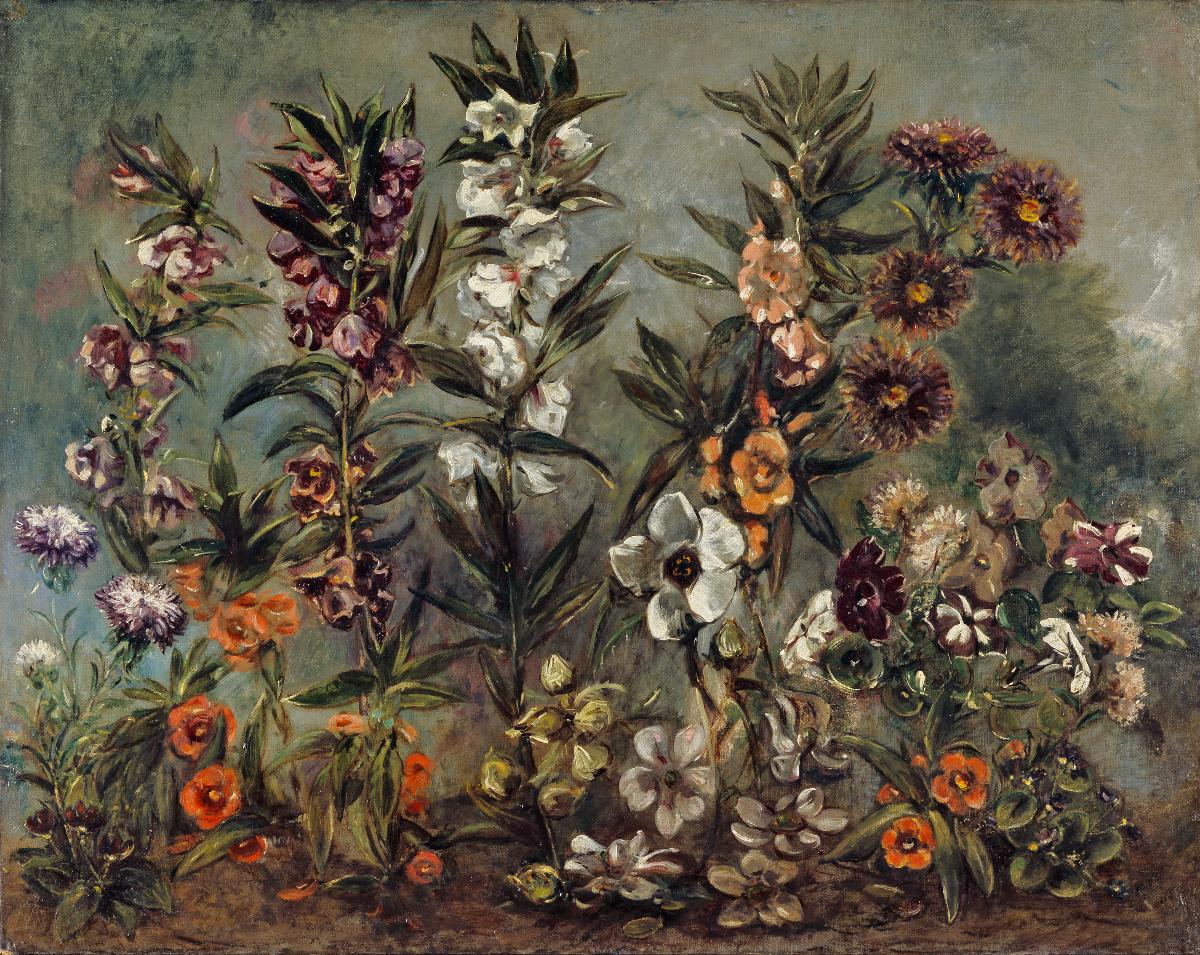 Reproduction du tableau « Étude d'asters et balsamine - Eugène Delacroix » par Alpha Reproduction en peinture à l’huile
