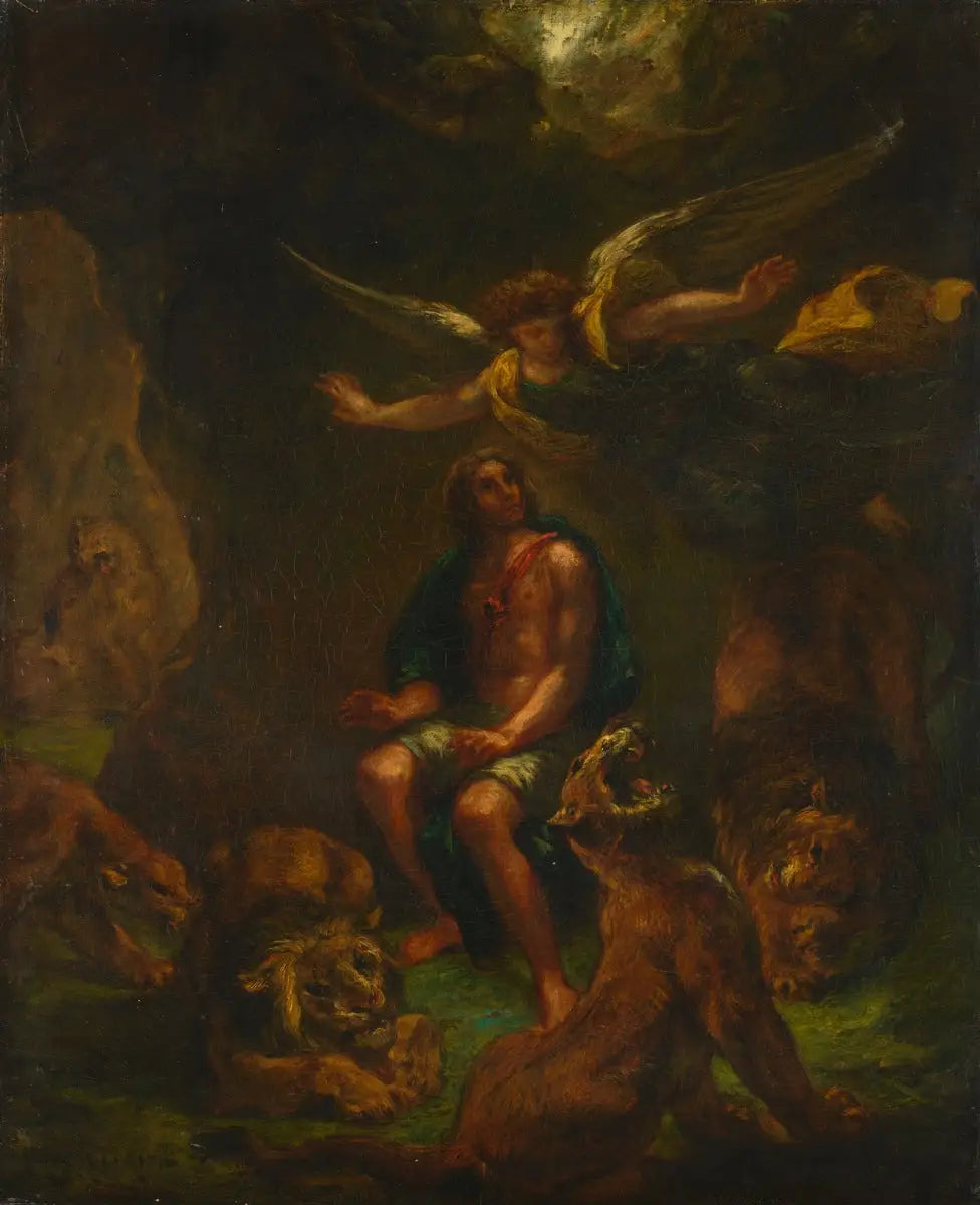 Reproduction du tableau « Daniel dans la fosse aux lions - Eugène Delacroix » par Alpha Reproduction en peinture à l’huile