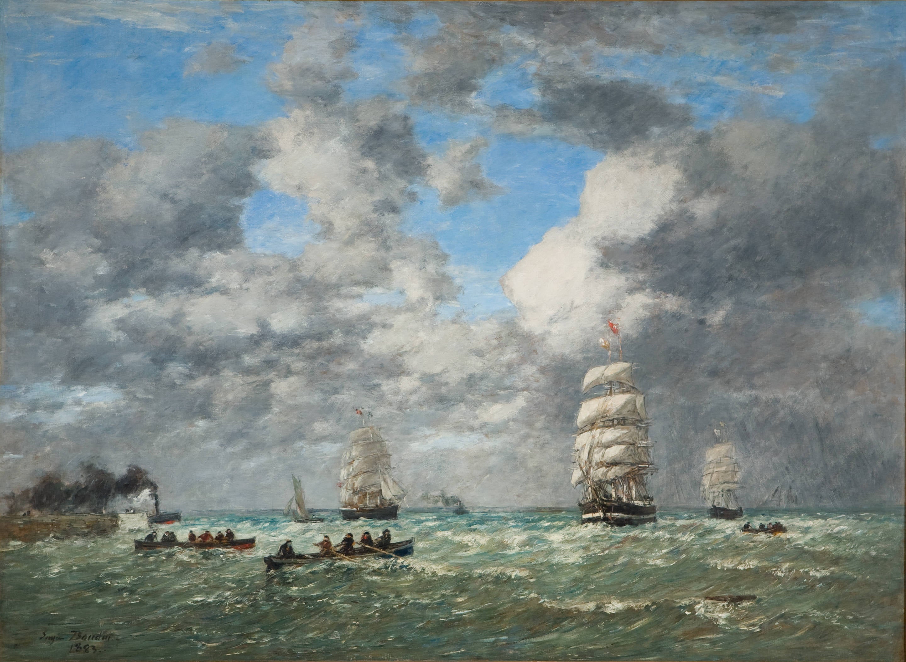 Reproduction du tableau « En quittant le port du Havre - Eugène Boudin » par Alpha Reproduction en peinture à l’huile
