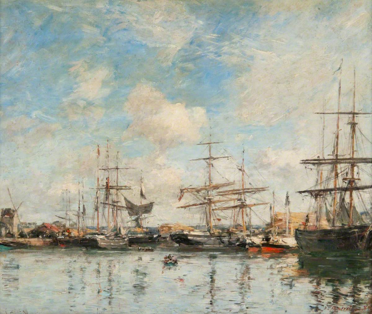 Reproduction du tableau « Le Bassin du Port de Gravelines - Eugène Boudin » par Alpha Reproduction en peinture à l’huile