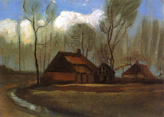 Reproduction du tableau « Ferme parmi les arbres - Vincent van Gogh » par Alpha Reproduction en peinture à l’huile