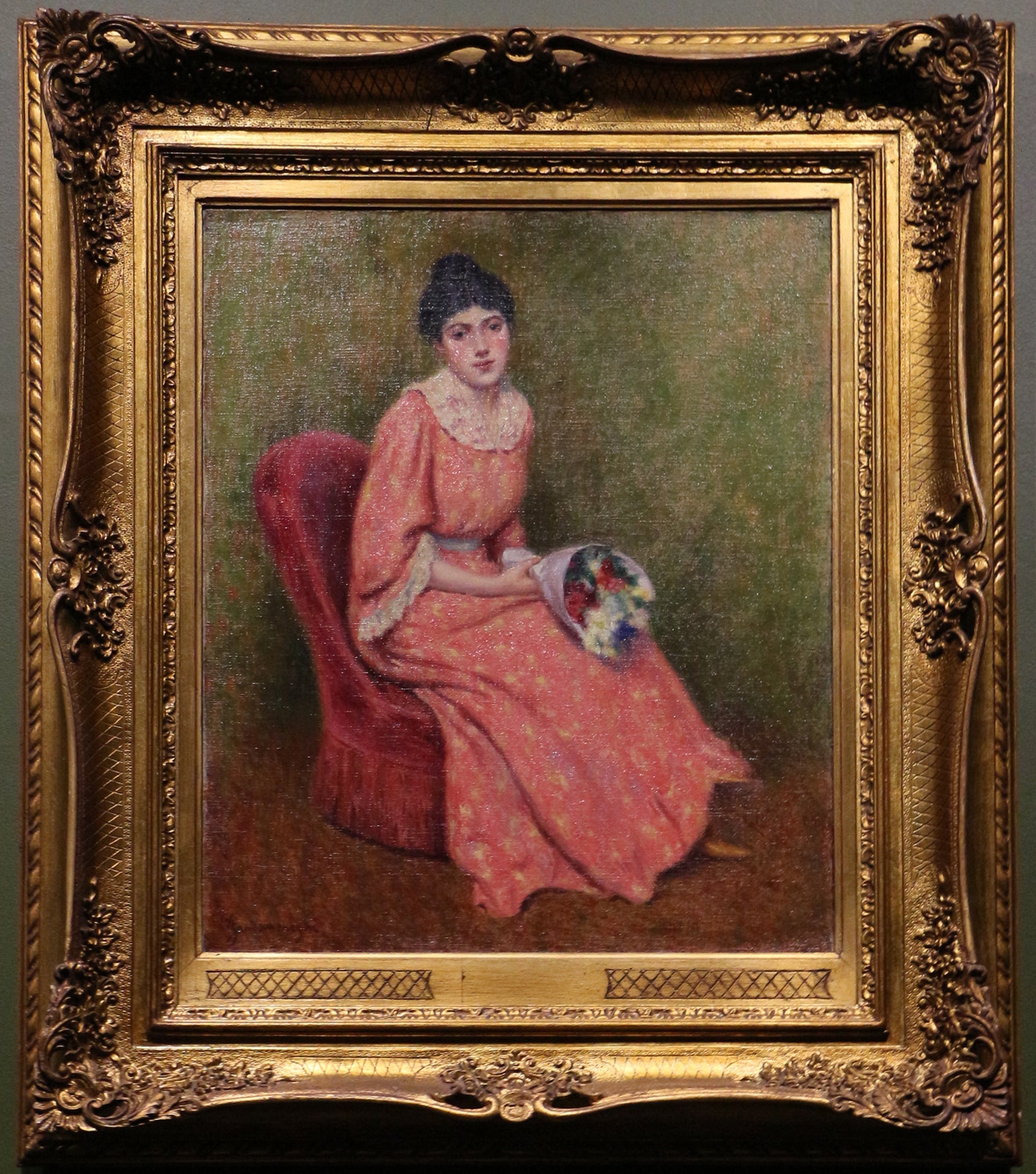 Jeune fille au bouquet de fleurs - Federico Zandomeneghi - Alpha Reproduction