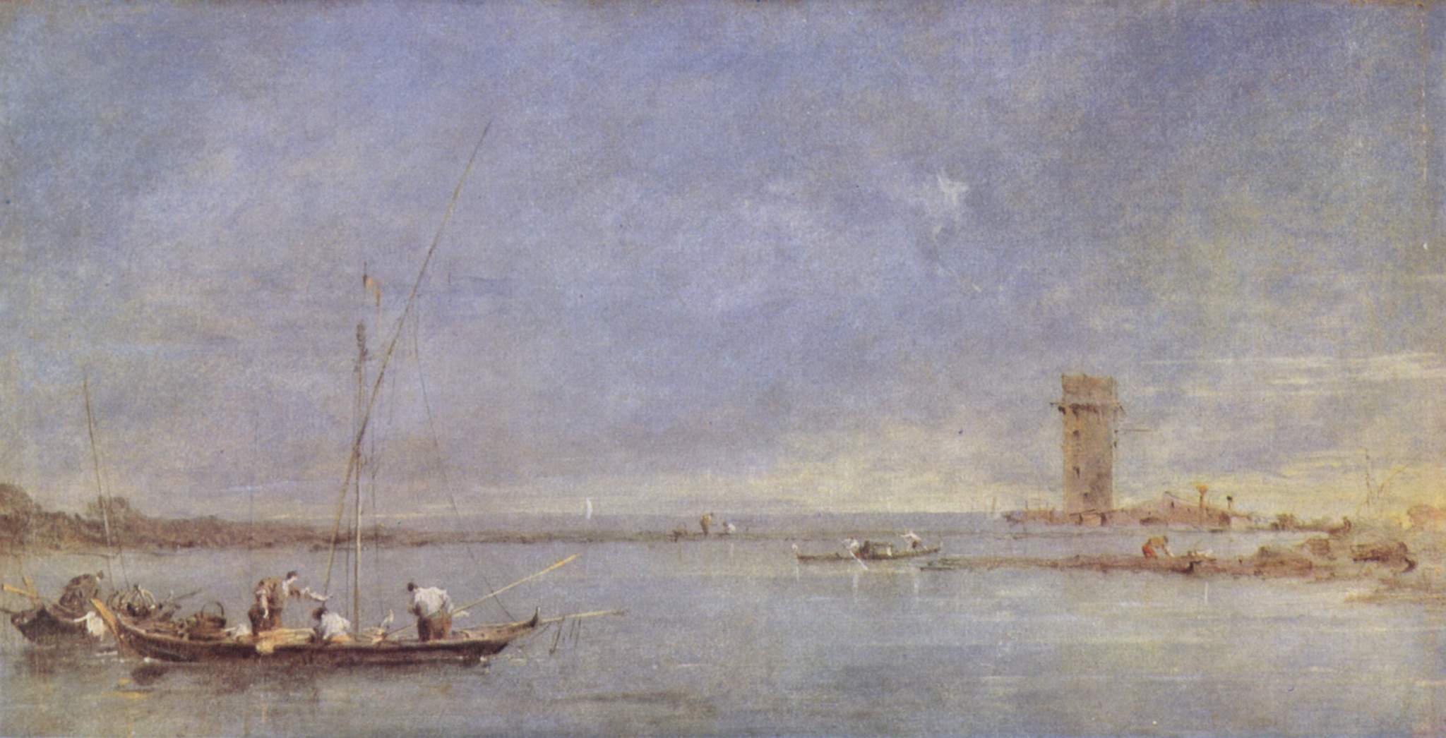 Vue de la lagune de Venise avec la tour de Malghera - Francesco Guardi