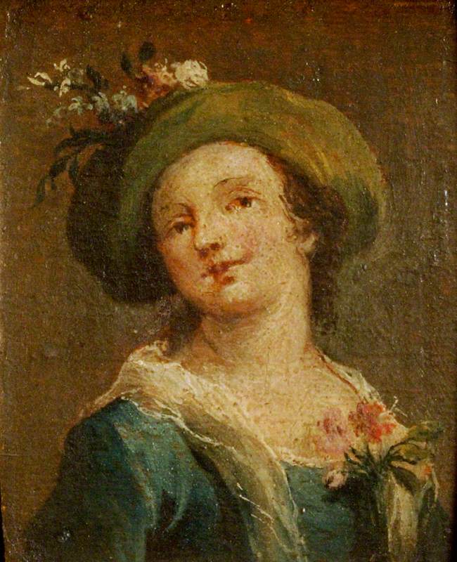 Deux tableaux : Une fille au chapeau de profil et une fille au chapeau de face (diptyque, panneau de droite) - Francesco Guardi