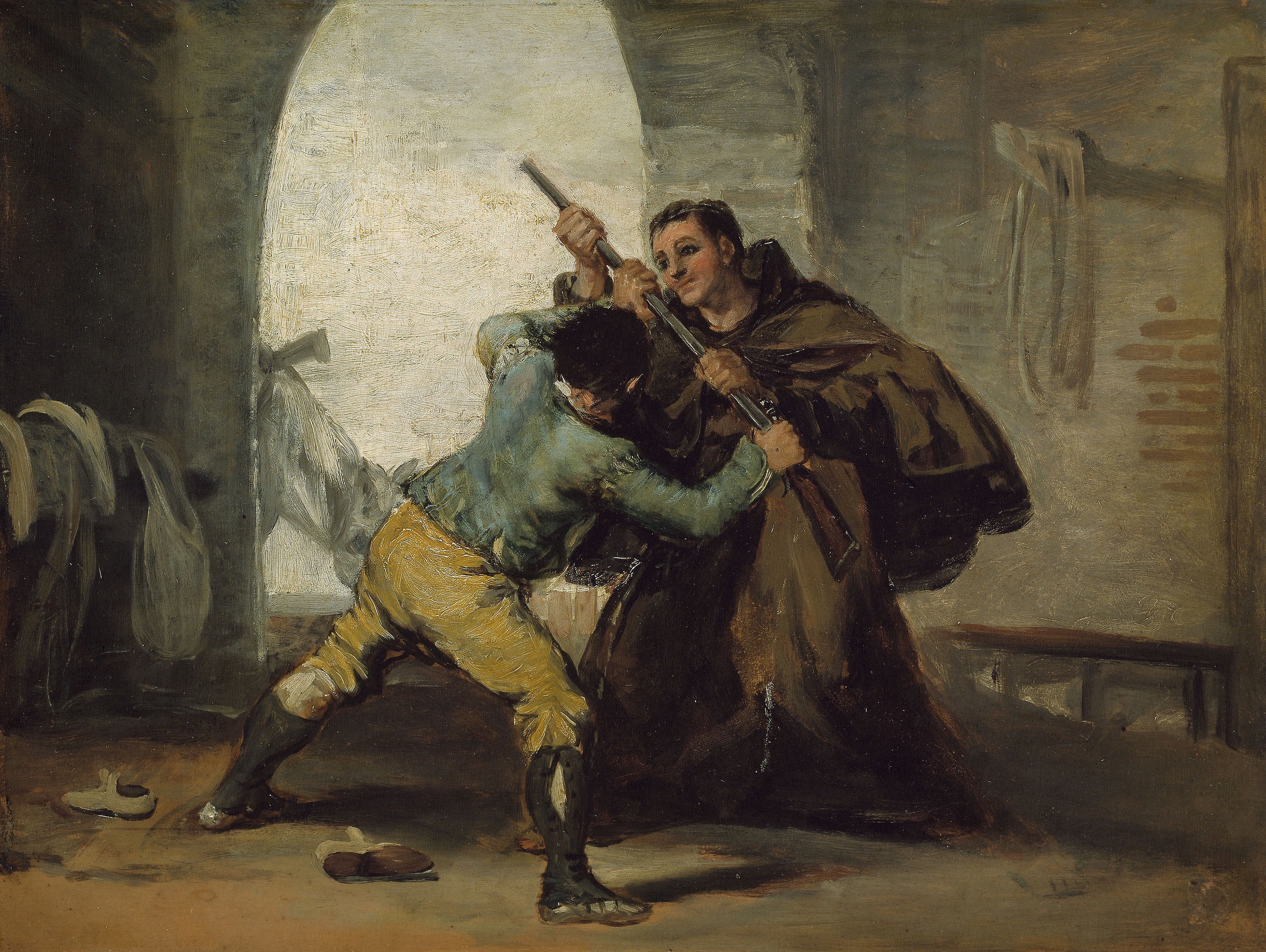 Reproduction du tableau « Frère Pedro arrache le pistolet à El Maragato - Francisco de Goya » par Alpha Reproduction en peinture à l’huile