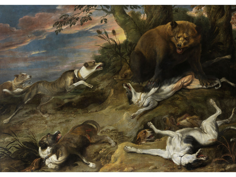 Un lévrier chasse un ours - Frans Snyders