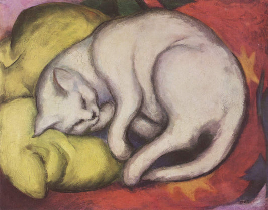 Reproduction du tableau « Le chat blanc - Franz Marc » par Alpha Reproduction en peinture à l’huile