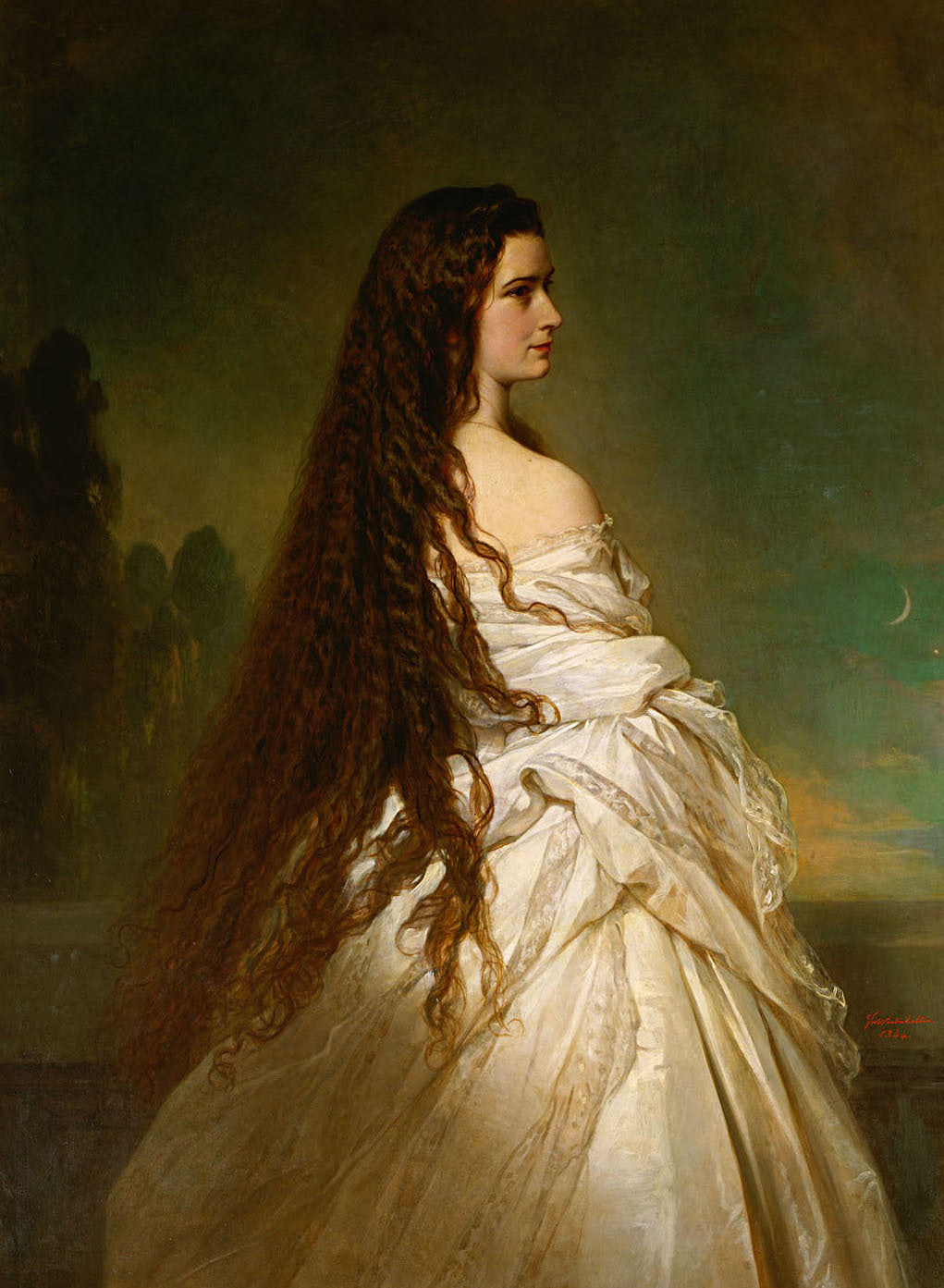 L'impératrice Élisabeth d'Autriche avec les cheveux dénoués et une genouillère - Franz Xaver Winterhalter