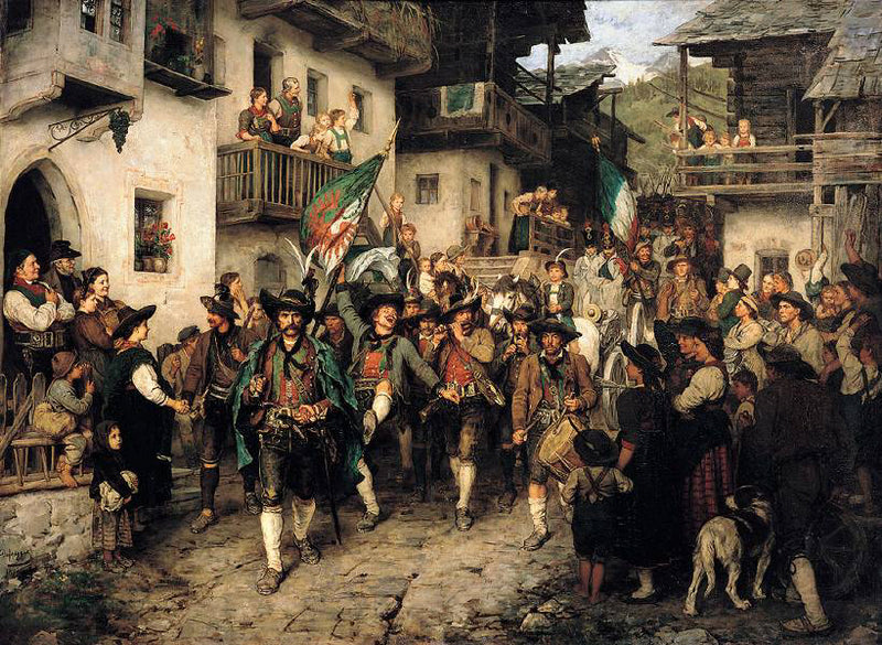 Gardes nationaux tyroliens de retour de la guerre de 1809. - Franz Defregger