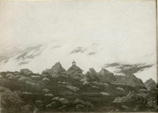 Chapelle de montagne dans la brume - Caspar David Friedrich