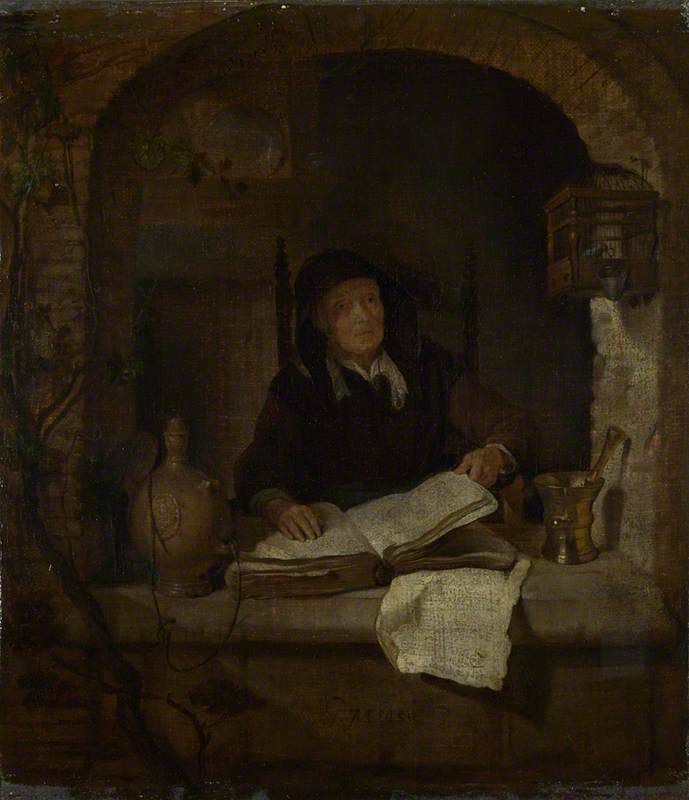 Une vieille femme avec un livre - Gabriel Metsu