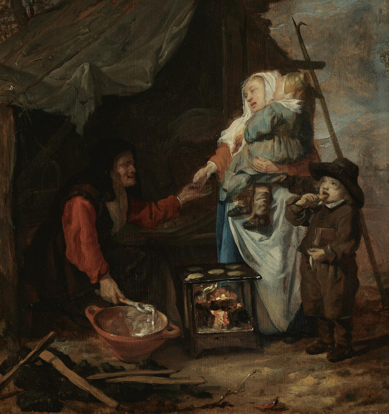 Une vieille dame qui fait des crêpes - Gabriel Metsu