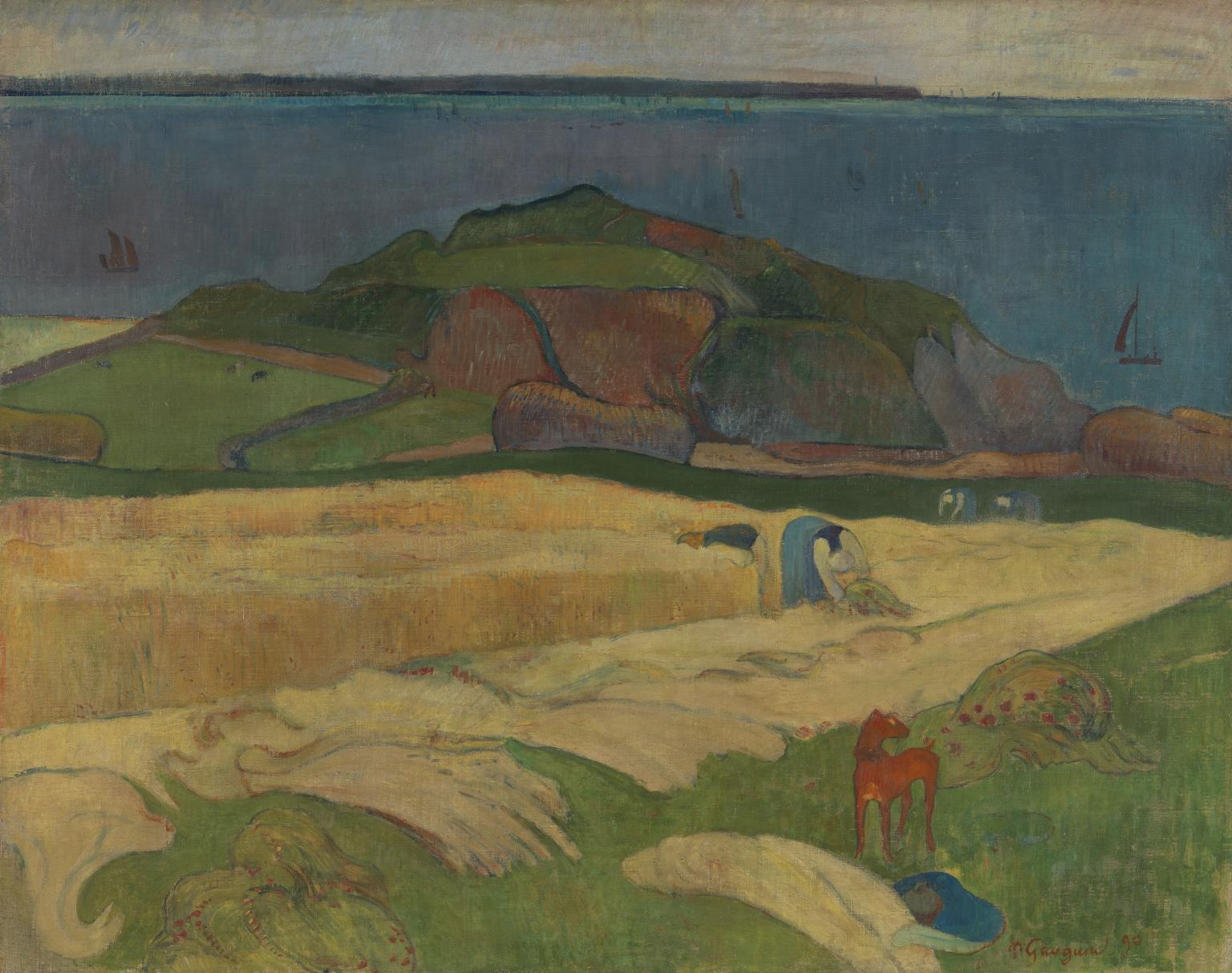 Reproduction du tableau « La Moisson au bord de la mer, Le Pouldu - Paul Gauguin » par Alpha Reproduction en peinture à l’huile
