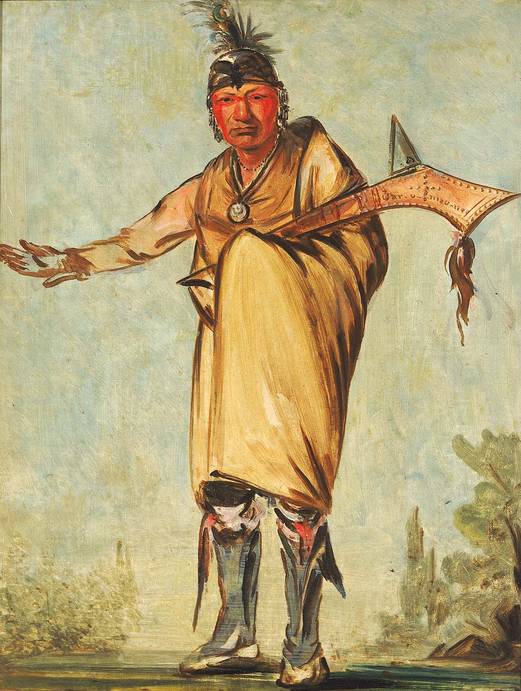 Náw-káw, Wood, ancien chef de la tribu - George Catlin