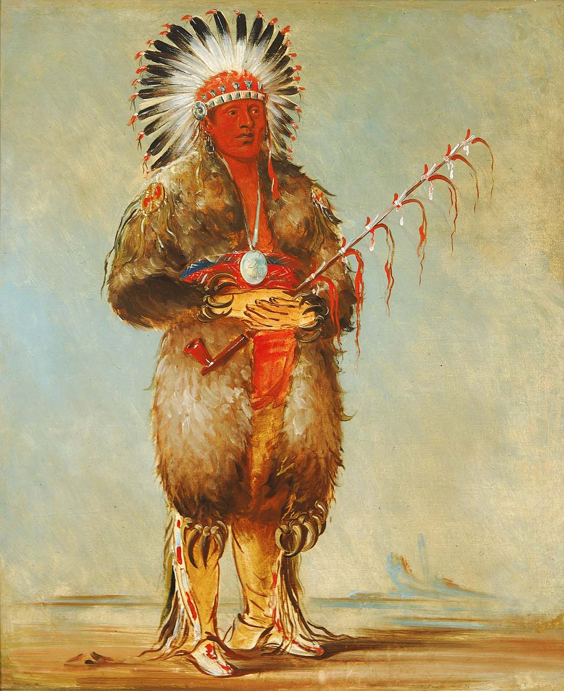 Ráw-no-way-wóh-krah, Loose Pipestem, un Brave - George Catlin