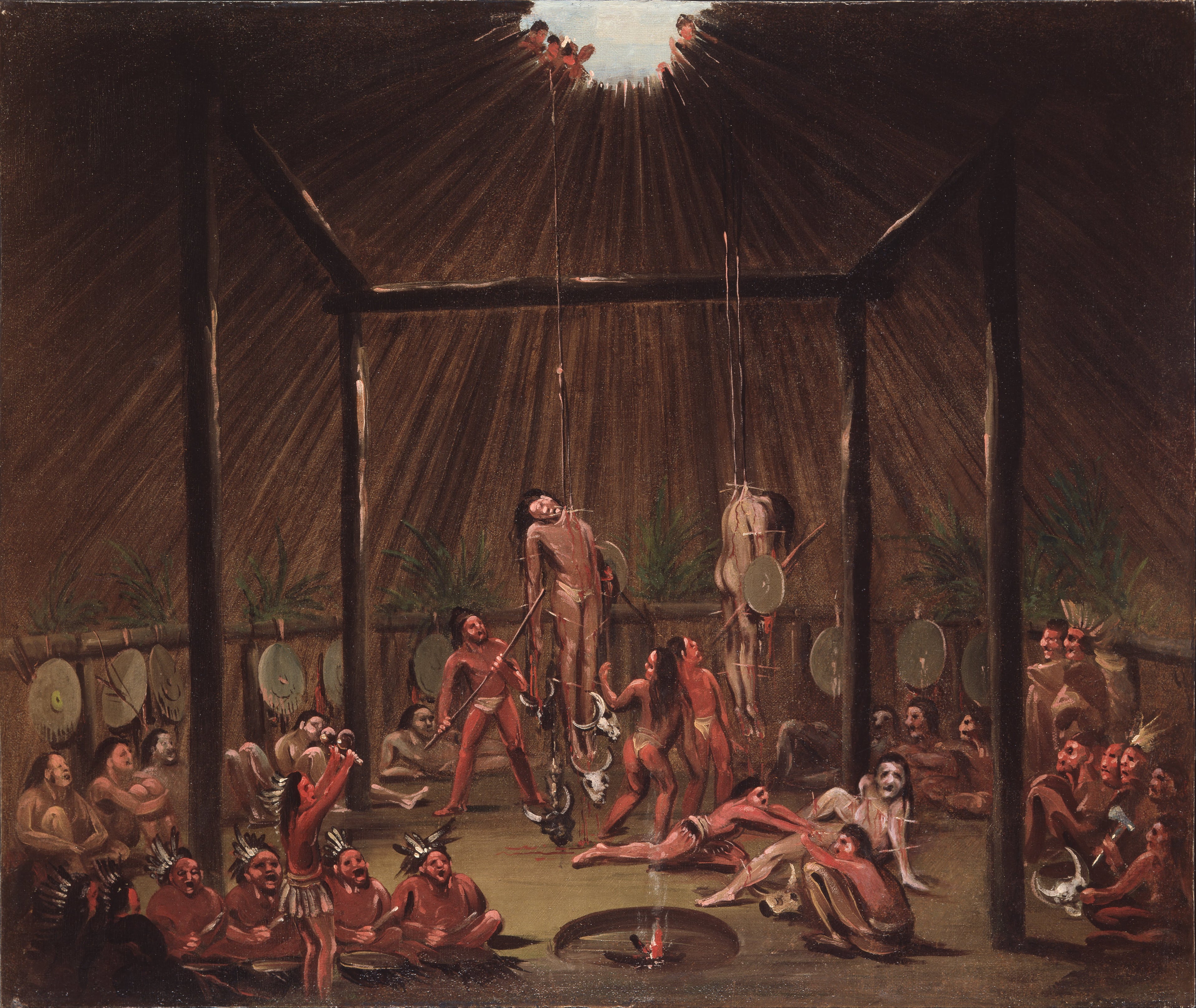 La scène de la coupe, cérémonie du Mandan O-kee-pa - George Catlin