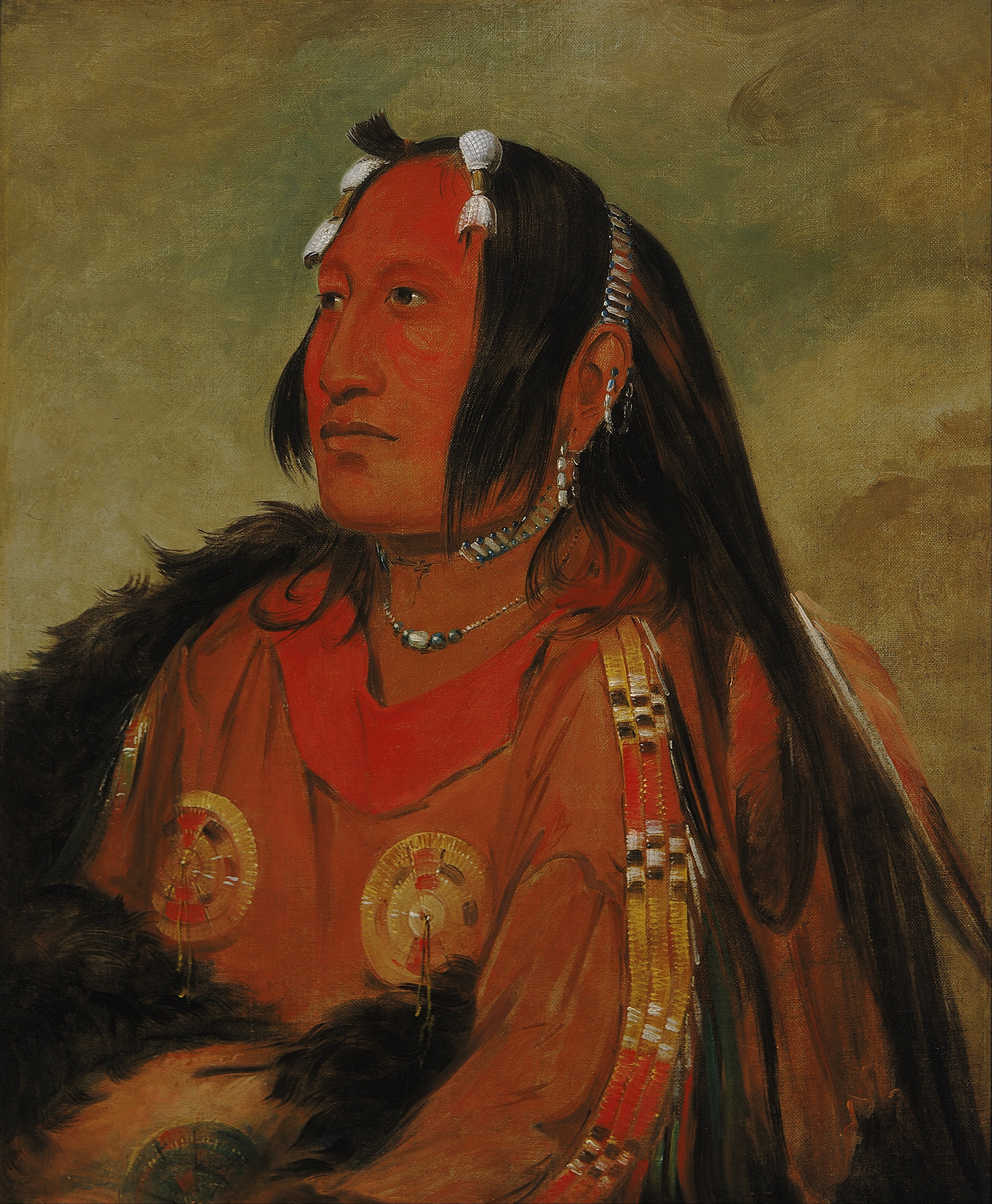Wi-jún-jon, Tête d'œuf de pigeon (La Lumière), un jeune guerrier distingué - George Catlin
