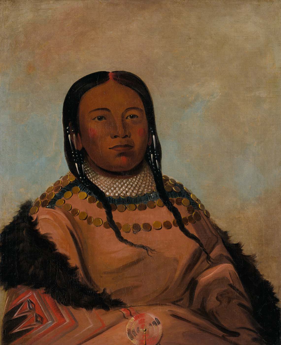 Wi-lóoh-tah-eeh-tcháh-ta-máh-nee, Chose rouge qui touche en marchant, Fille du Rocher noir - George Catlin