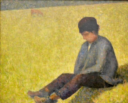 Reproduction du tableau « Garçon assis dans un pré - Georges Seurat » par Alpha Reproduction en peinture à l’huile