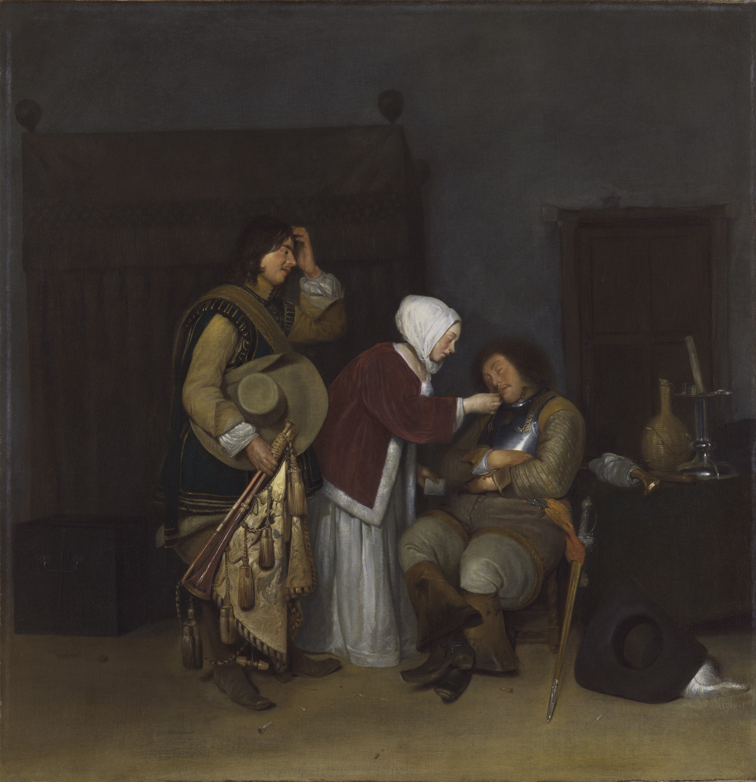 Intérieur avec un soldat endormi - Gerard ter Borch